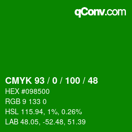 Color code: CMYK 93 / 0 / 100 / 48 | qconv.com