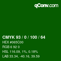 Color code: CMYK 93 / 0 / 100 / 64 | qconv.com