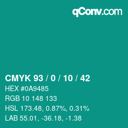 Color code: CMYK 93 / 0 / 10 / 42 | qconv.com