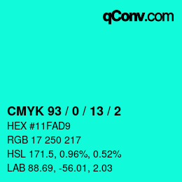 Color code: CMYK 93 / 0 / 13 / 2 | qconv.com
