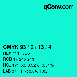 カラーコード: CMYK 93 / 0 / 13 / 4 | qconv.com