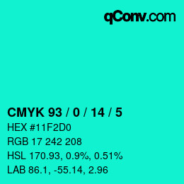 Color code: CMYK 93 / 0 / 14 / 5 | qconv.com