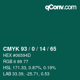 Color code: CMYK 93 / 0 / 14 / 65 | qconv.com