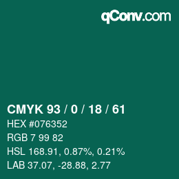 颜色代码: CMYK 93 / 0 / 18 / 61 | qconv.com