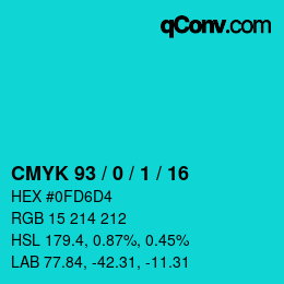 カラーコード: CMYK 93 / 0 / 1 / 16 | qconv.com
