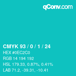 Color code: CMYK 93 / 0 / 1 / 24 | qconv.com