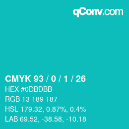 Color code: CMYK 93 / 0 / 1 / 26 | qconv.com