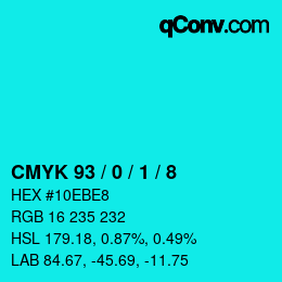 Color code: CMYK 93 / 0 / 1 / 8 | qconv.com