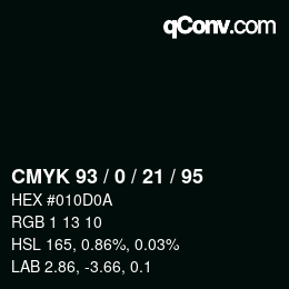 Color code: CMYK 93 / 0 / 21 / 95 | qconv.com