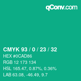 Color code: CMYK 93 / 0 / 23 / 32 | qconv.com