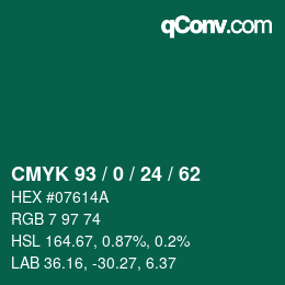 カラーコード: CMYK 93 / 0 / 24 / 62 | qconv.com
