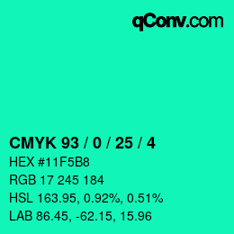 カラーコード: CMYK 93 / 0 / 25 / 4 | qconv.com