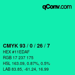 カラーコード: CMYK 93 / 0 / 26 / 7 | qconv.com