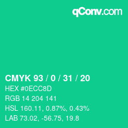 Color code: CMYK 93 / 0 / 31 / 20 | qconv.com