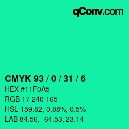 Color code: CMYK 93 / 0 / 31 / 6 | qconv.com