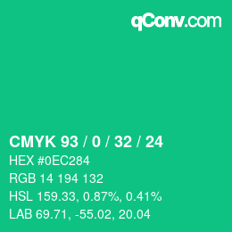 Color code: CMYK 93 / 0 / 32 / 24 | qconv.com