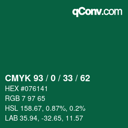 Color code: CMYK 93 / 0 / 33 / 62 | qconv.com
