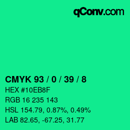 カラーコード: CMYK 93 / 0 / 39 / 8 | qconv.com