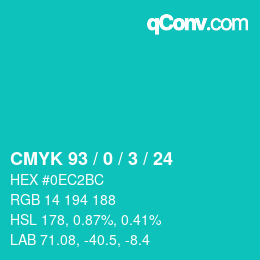 カラーコード: CMYK 93 / 0 / 3 / 24 | qconv.com
