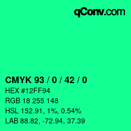カラーコード: CMYK 93 / 0 / 42 / 0 | qconv.com