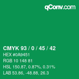 Color code: CMYK 93 / 0 / 45 / 42 | qconv.com