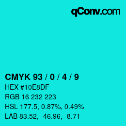 Color code: CMYK 93 / 0 / 4 / 9 | qconv.com