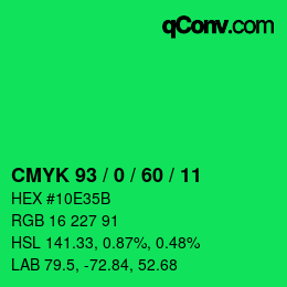 Farbcode: CMYK 93 / 0 / 60 / 11 | qconv.com