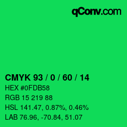 Color code: CMYK 93 / 0 / 60 / 14 | qconv.com