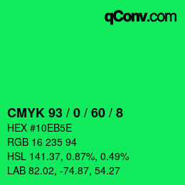 カラーコード: CMYK 93 / 0 / 60 / 8 | qconv.com