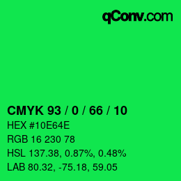 カラーコード: CMYK 93 / 0 / 66 / 10 | qconv.com