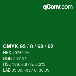 Color code: CMYK 93 / 0 / 68 / 62 | qconv.com