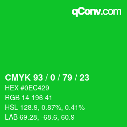 Farbcode: CMYK 93 / 0 / 79 / 23 | qconv.com