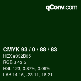 Color code: CMYK 93 / 0 / 88 / 83 | qconv.com