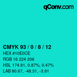 Color code: CMYK 93 / 0 / 8 / 12 | qconv.com