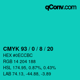 Color code: CMYK 93 / 0 / 8 / 20 | qconv.com