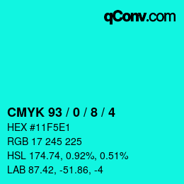 カラーコード: CMYK 93 / 0 / 8 / 4 | qconv.com