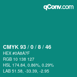 Color code: CMYK 93 / 0 / 8 / 46 | qconv.com