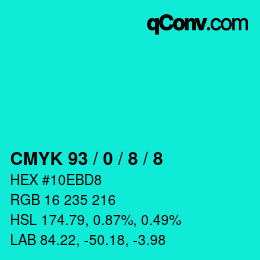 Color code: CMYK 93 / 0 / 8 / 8 | qconv.com