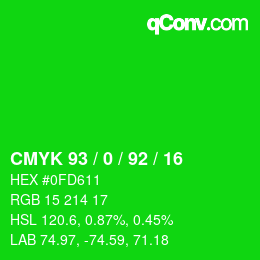 Color code: CMYK 93 / 0 / 92 / 16 | qconv.com