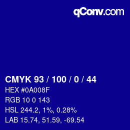 Color code: CMYK 93 / 100 / 0 / 44 | qconv.com