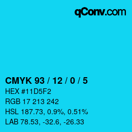 Color code: CMYK 93 / 12 / 0 / 5 | qconv.com