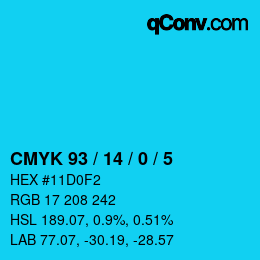 Color code: CMYK 93 / 14 / 0 / 5 | qconv.com