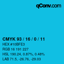 Color code: CMYK 93 / 16 / 0 / 11 | qconv.com