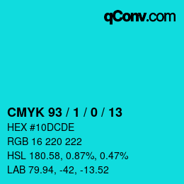 カラーコード: CMYK 93 / 1 / 0 / 13 | qconv.com