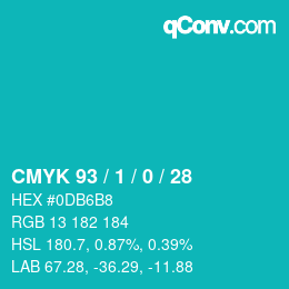 Color code: CMYK 93 / 1 / 0 / 28 | qconv.com
