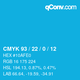 Color code: CMYK 93 / 22 / 0 / 12 | qconv.com