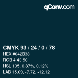 Color code: CMYK 93 / 24 / 0 / 78 | qconv.com