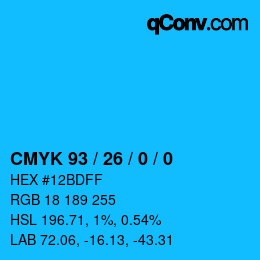 Color code: CMYK 93 / 26 / 0 / 0 | qconv.com