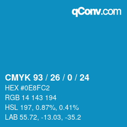 カラーコード: CMYK 93 / 26 / 0 / 24 | qconv.com