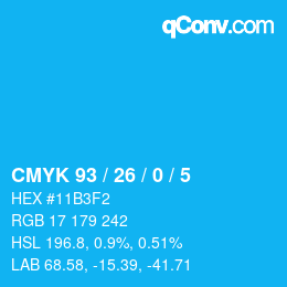 Color code: CMYK 93 / 26 / 0 / 5 | qconv.com